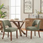 VKNOW Wooden Dining Chairs Set of 6, Modern Fabric Upholstered Dining Room Chair Kitchen Chairs, Farmhouse Dinner Chair for Kitchen Dining Room, Green - Image 7