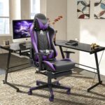 Gaming Chair High Back Ergonomic Computer Racing Chair Adjustable Office Chair with Footrest, Lumbar Support Swivel Chair - Upgraded Version BlackPurple - Image 8