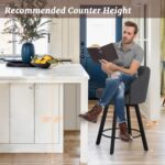 Counter Height Bar Stools Set of 2, 26" Swivel Fabric Upholstered Bar Stools with Backs and Metal Legs, Retro Counter Stools for Kitchen Island, Dining Room, Pub, Dark Grey - Image 4