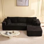 107" Boneless Couch with Deep Seat, Set of Modular Sectional Sofa, Cloud Sectional Couch for Living Room, No Assembly Required, Corduroy, L-Shape Left, Black - Image 2