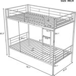 Merax Twin Over Twin Metal Bunk Bed with Ladder and high Guardrail, Able to Split, Storage Space, No Box Spring Needed, Noise Free,Silver - Image 3