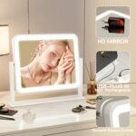 ROLOVE Vanity Mirror with Lights, 14"×12" LED Makeup Mirror, Lighted Makeup Mirror with Lights, Smart Touch Control 3 Colors Dimmable, Lighted Up Mirror for Makeup Desk, Bedroom, Women Gift - Image 8