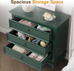 RoyalCraft Green Nightstand for Bedroom, Wide Nightstand with 3 Drawer, Modern End Table, Wood Beside Table for Home and Office, Green - Image 4