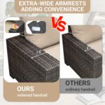 Jing's Villa 5-Piece Patio Furniture Set, All-Weather Outdoor Wicker Sectional Sofa with Cushions, Tempered Glass Table & Ottoman, Rattan Conversation Seating for Porch, Garden, Backyard,Beige - Image 3