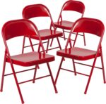 Flash Furniture 4 Pack HERCULES Series Double Braced Red Metal Folding Chair - Image 2