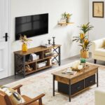 Yaheetech TV Stand for Living Room, Industrial Entertainment Center for 65 Inch TV, Rustic TV Console Stand with Storage Cabinets Wood and Metal, Rustic Brown - Image 4