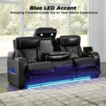 Signature Design by Ashley Boyington Contemporary Leather Match Power Reclining Sofa with Adjustable Headrest, Cup Holder, USB Charging Ports, Air Massage System and LED Lighting, Black - Image 7