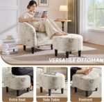 Yaheetech Modren Club Chair with Ottoman, Fabric Accent Armchair with Footstool, Upholstered Barrel Chair and Footrest for Living Room Bedroom Guestroom, Letter Print - Image 8
