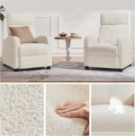 Topeakmart Fabric Recliner Chair Adjustable Modern Single Sofa Chair with Pocket Spring Living Room Bedroom Home Theater Ivory - Image 8
