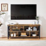 Yaheetech TV Stand for Living Room, Industrial Entertainment Center for 65 Inch TV, Rustic TV Console Stand with Storage Cabinets Wood and Metal, Rustic Brown - Image 3