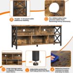 Yaheetech TV Stand for Living Room, Industrial Entertainment Center for 65 Inch TV, Rustic TV Console Stand with Storage Cabinets Wood and Metal, Rustic Brown - Image 5