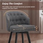 Counter Height Bar Stools Set of 2, 26" Swivel Fabric Upholstered Bar Stools with Backs and Metal Legs, Retro Counter Stools for Kitchen Island, Dining Room, Pub, Dark Grey - Image 7