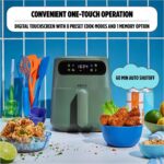 CRUX x Marshmello 3.0 QT Digital Air Fryer with TurboCrisp Technology, Touch Screen Temperature Control, Timer and Auto Shut-off, Fully Programmable, Silicone Cupcake Molds Included, Olive - Image 7