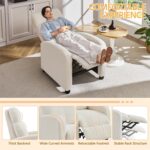 Topeakmart Fabric Recliner Chair Adjustable Modern Single Sofa Chair with Pocket Spring Living Room Bedroom Home Theater Ivory - Image 6