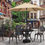 Yaheetech Patio Dining Chairs with Armrests Weather Resistant Cast Aluminium Bistro Chairs Outdoor Metal Chairs for Garden Lawn Porch Backyard Pool Lattice Weave Design, Bronze - Image 9