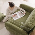 Oversized Accent Chair with All Seats Storage,Comfy Living Room Chairs with 2 Throw Pillow,Upholstered Mid-Century Armchair,24.5'' Deep Seat,Reading Chair for Bedroom,Office,Chenille,Green - Image 3