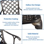 Yaheetech Patio Dining Chairs with Armrests Weather Resistant Cast Aluminium Bistro Chairs Outdoor Metal Chairs for Garden Lawn Porch Backyard Pool Lattice Weave Design, Bronze - Image 5