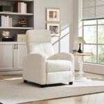 Topeakmart Fabric Recliner Chair Adjustable Modern Single Sofa Chair with Pocket Spring Living Room Bedroom Home Theater Ivory - Image 3