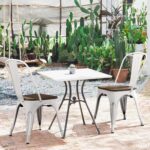 Yaheetech Metal Dining Chairs Set of 4, Industrial Stackable Kitchen Chairs with Wood Top Seat for Dining Room/Restaurant/Bistro/Patio, Indoor & Outdoor Use, White - Image 11