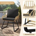Yaheetech 3 Piece Patio Bistro Set Outdoor Wicker Bistro Furniture Sets, 2 Rattan Chairs and Glass Top Table for Patio, Balcony, Porch, Poolside, Backyard 3 PCS/Tan/Black - Image 5