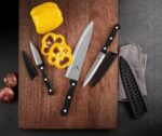 Kitchen Knife, 3-Pcs Knife Set With Sheath, 8 Inch Chef Knife, 4.5 Inch Utility Knife, 4 Inch Paring Chef Knife, Stainless Steel, Black - Image 6