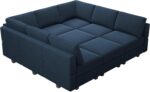 Belffin Modular Sectional Sofa with Ottomans Velvet Reversible Sleeper Sectional Sofa with Chaise Modular Sleeper Sofa Bed with Storage Seat Blue - Image 9
