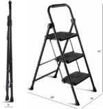 Step Ladder 3 Step Folding Step Stool Step Ladder with Wide Anti-Slip Pedal Step Stool Foldable for Adults Lightweight, Portable Steel Use for Home and Office - Image 3