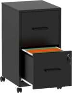 Mobile File Cabinet with Lock, 2 Drawer File Cabinets with Adujustable Feet and Wheels, Metal Office Storage Cabinet Under Desk,Vertical Filing Cabinets for Home Office, Required Assembly - Image 2