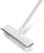 BOOMJOY Floor Scrub Brush with Long Handle, 2 in 1 Scrape and Brush, Stiff Bristles for Cleaning Bathroom, Patio, Garage, Kitchen, Deck, Tile - Image 2