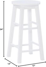 Zeke White 24" Counter Stool with Round Seat by Linon - Image 18