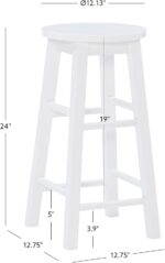 Zeke White 24" Counter Stool with Round Seat by Linon - Image 4