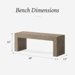 Maven Lane Zeno Bench – Grey Solid Wood – Ideal for Living Room, Entryway and Bedroom Décor - Image 4