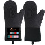 Silicone Oven Mitts-13.6 in Extended Oven Mitts Heat Resistant 500F, Oven Gloves with Soft Liner Good Grippy BPA-Free Easy to Clean Flexible-Oven Mits Set for Cooking Baking Grilling BBQ - Image 2