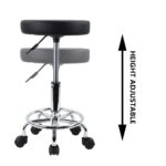 KKTONER PU Leather Round Rolling Stool with Foot Rest Swivel Height Adjustment Spa Drafting Salon Tattoo Work Office Massage Stools Task Chair Small (Black) - Image 6