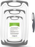 Cutting Boards for Kitchen, Plastic Chopping Board Set of 4 with Non-Slip Feet and Deep Drip Juice Groove, Easy Grip Handle, Dishwasher Safe, gray - Image 2