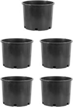 Pro Cal HGPK5PHD Round Circle 5 Gallon Wide Rim Durable Injection Molded Plastic Garden Plant Nursery Pot for Indoor or Outdoor (Set of 5) - Image 2