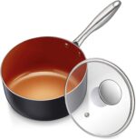 MICHELANGELO Sauce Pan with Lid, Ultra Nonstick 3 Qt Saucepan with Lid, 3 Quart Non Stick Pot Induction Compatible, Ceramic Small Pot, Copper - Image 2