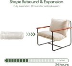 HIGOGOGO Modern Accent Chair, Living Room Chair with Wood Armrests, Shredded Foam Cushion, and Sturdy Metal Frame Reading Chair, Beige - Image 7