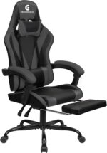 Gaming Chair with Linkage Armrest & Footrest, High Back Video Gaming Chair, Black/Grey - Image 5