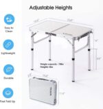 Folding Camp Table Small, 24''L x16''W with Adjustable Height Legs, Indoor Outdoor Lightweight Portable Aluminum Dining Table for Picnic Camping 2-Feet（2 Heights 10"/19"） - Image 5