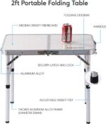 Folding Camp Table Small, 24''L x16''W with Adjustable Height Legs, Indoor Outdoor Lightweight Portable Aluminum Dining Table for Picnic Camping 2-Feet（2 Heights 10"/19"） - Image 4