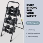 Step Ladder 3 Step Folding Step Stool Step Ladder with Wide Anti-Slip Pedal Step Stool Foldable for Adults Lightweight, Portable Steel Use for Home and Office - Image 4