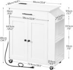 HOOBRO Kitchen Island with Power Outlet, Kitchen Storage Island with Spice Rack and Drawer, Rolling Kitchen Cart on Wheels, for Home, Kitchen and Dining Room, White WT82UZD01G1 - Image 6