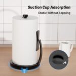 VEHHE Paper Towel Holder Countertop, Black Paper Towel Holder with Spring Activated Arm and Damping Effect, Simply Tear Paper Towel Stand for Bathroom and Kitchen (Black) - Image 4