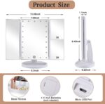 deweisn Floor Mount Tri-Fold Lighted Vanity Mirror with 21 LED Lights, Touch Screen and 3X/2X/1X Magnification, Two Power Supply Modes Make Up Mirror,Travel Mirror - Image 6