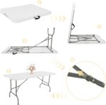 Set of 2 Folding Table 6 FT Lightweight Camping Table Portable Plastic Rectangular Outdoor Dining Table Steel Legs Fold-in-Half with Carrying Handle for Indoor,Picnic,Party,Wedding,Events(White) - Image 6