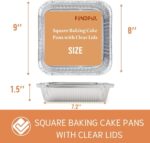 (35 Pack) 8x8 Aluminum Pans with Clear Plastic Lids - Square Baking Cake Pans - Foil Pans with Lids - Disposable Food Containers Great for Cooking, Heating, Storing, Prepping Food - Image 3