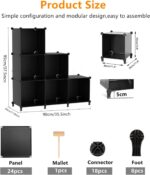 AWTATOS Cube Storage Organizer, Storage Cubes Shelves Bookshelf, 6 Cube Closet Organizers and Storage, DIY Stackable Plastic Clothes Organizer Shelving for Bedroom, Home, Black - Image 4