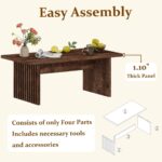 BON AUGURE Coffee Table for Living Room, Farmhouse Wood Center Table, Rectangle Mid-Century Living Room Tables, Unique Fluted Panel Coffee Tables (Rustic Oak, 43Inch) - Image 5