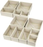 12 Pack Drawer Organizer Clothes, Foldable Fabric Dresser Organizer Closet Organizers and Storage Box for Underwear,Folded Clothes,Baby Clothing,Socks,Bra,Towels,Ties(12 Pack,Beige) - Image 2
